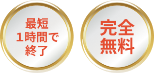 最短1時間で終了、完全無料